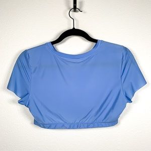 SMOOTHEZ Crop Top Bralette, Size Large, Blue Lion